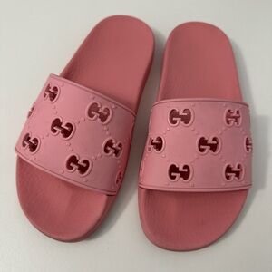 Gucci Pink Logo Slide Sandals